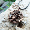Deer Pentagram Pendant Antelope Bronze Handmade Necklace Dark Gothic Pagan Wiccan Protection Jewelry Symbol