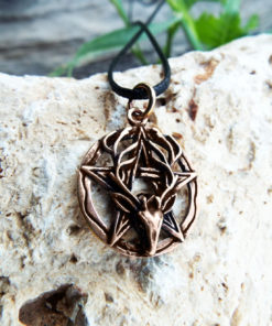 Deer Pentagram Pendant Antelope Bronze Handmade Necklace Dark Gothic Pagan Wiccan Protection Jewelry Symbol