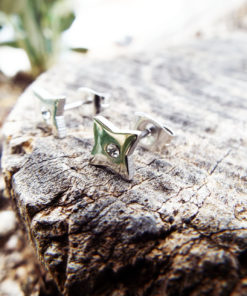 Diamond Earrings Studs Cross Silver Cubic Zirconia Handmade Gothic Dark Stainless Steel Jewelry