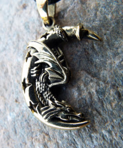 Dragon Moon Pendant Silver Handmade Necklace Sterling 925 Star Night Gothic Dark Jewelry