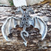 Dragon Pendant Pentagram Necklace Two-Headed Dragon Wings Star Handmade Magic Gothic Wicca Protection Jewelry