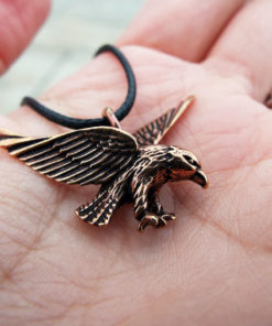Eagle Pendant Handmade Necklace Bird Hawk Bronze Animal Symbol Flying Freedom Jewelry