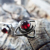 Earrings Garnet Studs Red Gemstone Silver Celtic Gothic Dark Handmade Sterling 925 Jewelry