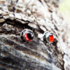 Earrings Garnet Studs Red Gemstone Silver Celtic Gothic Dark Handmade Sterling 925 Jewelry