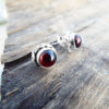 Earrings Garnet Studs Red Gemstone Silver Handmade Sterling 925 Gothic Dark Vintage Antique Jewelry