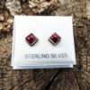 Earrings Garnet Studs Red Gemstone Silver Handmade Sterling 925 Jewelry