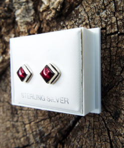 Earrings Garnet Studs Red Gemstone Silver Handmade Sterling 925 Jewelry