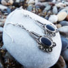 Earrings Onyx Gemstone Black Silver Handmade Sterling 925 Dangle Drop Jewelry Gothic Dark Antique Vintage