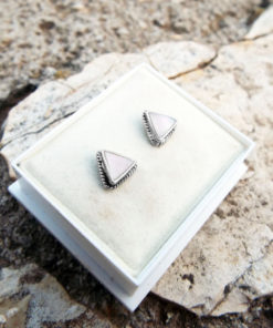 Earrings Silver Studs Fildisi Triangle Gemstone Handmade Sterling 925 Gothic Vintage Antique Jewelry