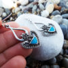 Earrings Turquoise Gemstone Silver Handmade Sterling 925 Dangle Drop Antique Vintage