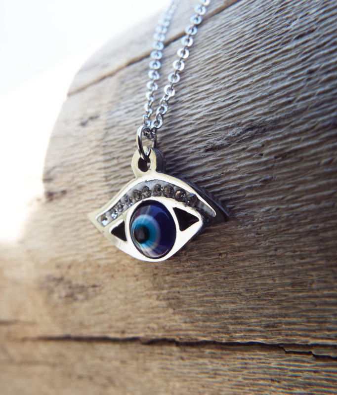 Eye Pendant Silver Handmade Necklace Evil Eye Protection Superstition Greek Symbol Jewelry Ματακι Μεταγιον Ατσαλι