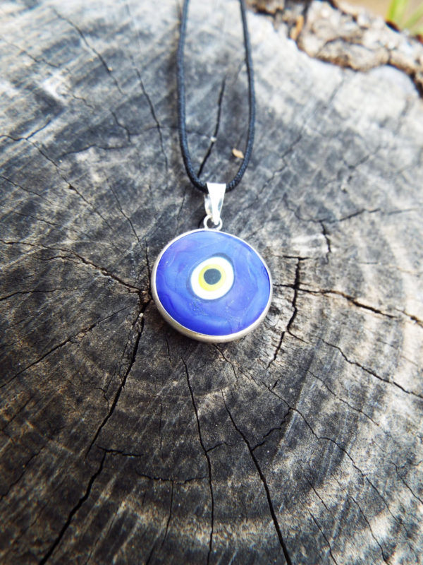 Eye Pendant Silver Handmade Necklace Evil Eye Sterling 925 Protection Superstition Greek Symbol Jewelry