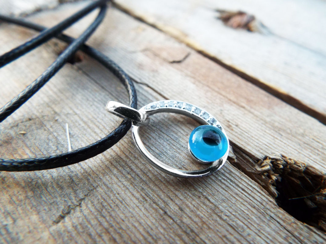 Eye Pendant Silver Handmade Necklace Evil Eye Sterling 925 Protection Superstition Greek Symbol
