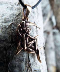 Fairy Pendant Handmade Moon Necklace Faerie Magic Pixie Bronze Gothic Dark Jewelry