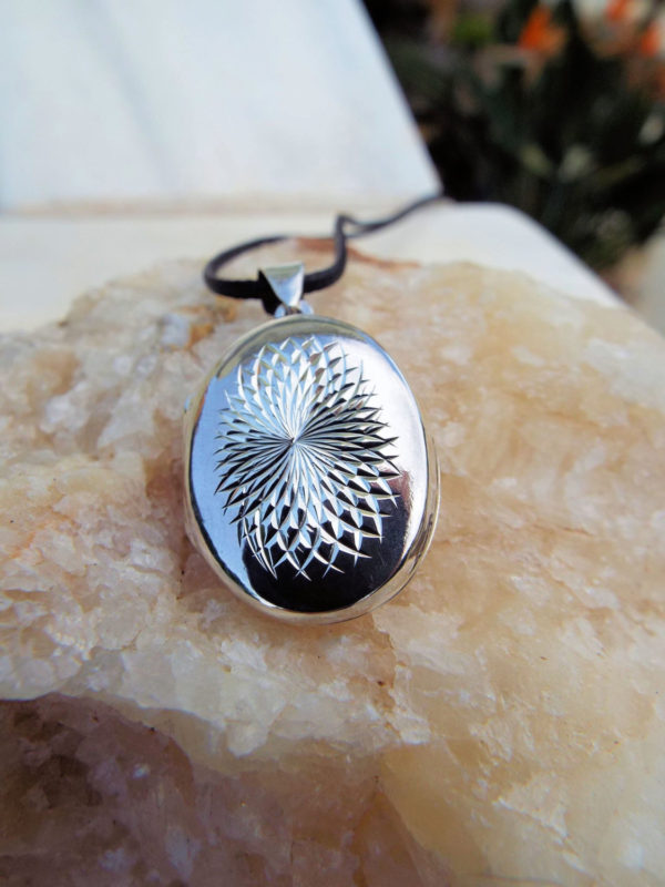 Flower of Life Locket Pendant Silver Handmade Necklace Sterling 925 Symbol Antique Vintage Gothic Jewelry