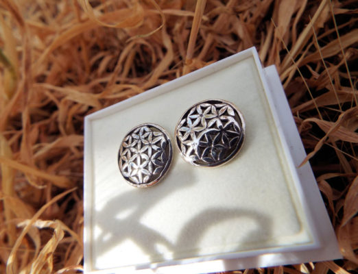 Flower of Life Seed of Life Earrings Silver Studs Sterling 925 Symbol Handmade Jewelry Protection Floral Flower