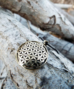 Flower of Life Seed of Life Pendant Handmade Protection Bronze Ancient Symbol Necklace Jewelry Floral Boho