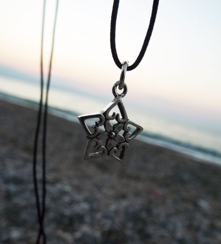 Flower Pendant Silver Star Heart Floral Handmade Sterling 925 Necklace Jewelry Boho Symbol