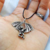 Gargoyle Bat Pendant Silver Handmade Sterling 925 Vampire Necklace Gothic Dark Jewelry Demon