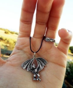 Gargoyle Bat Pendant Silver Handmade Sterling 925 Vampire Necklace Gothic Dark Jewelry Demon