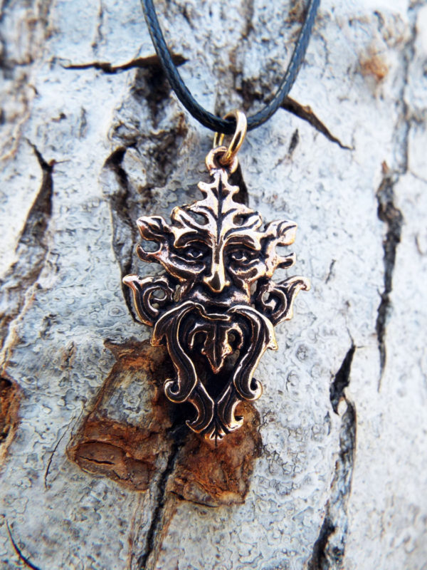 Greenman Pendant Nature Pagan Celtic Handmade Necklace Gothic Symbol Dark Natural Bronze Jewelry