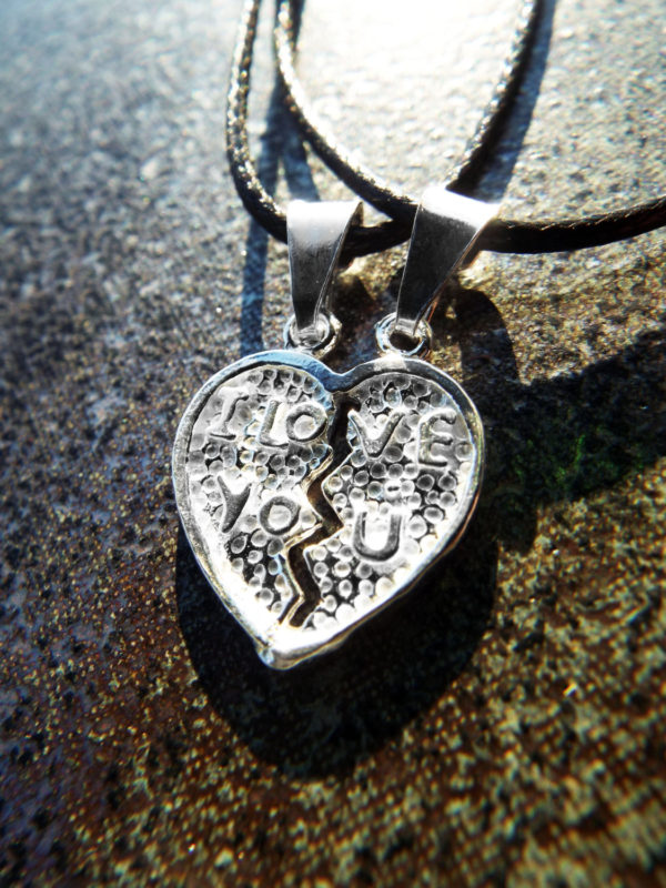 Heart Pendant Couple's Necklace Handmade Silver Sterling 925 Love Jewelry Valentine