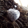 Heart Pendant Locket Silver Sterling 925 Handmade Filigree Floral Valentine's Day Love Antique Vintage 1