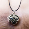 Heart Pendant Locket Silver Sterling 925 Handmade Filigree Floral Valentine's Day Love Antique Vintage