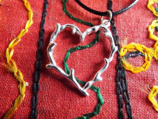 Heart Pendant Silver Sterling 925 Handmade Branch Earthy Necklace Jewelry Love