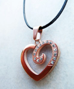 Heart Pendant Zircon Gemstone Rose Gold Handmade Necklace Love Stone Jewelry Valentine