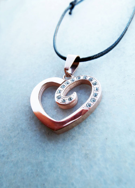 Heart Pendant Zircon Gemstone Rose Gold Handmade Necklace Love Stone Jewelry Valentine
