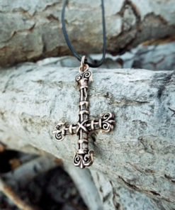 Inverted Cross Pendant St Peter Crucifix Necklace Handmade Gothic Dark Bronze Jewelry