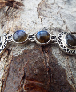 Labradorite Bracelet Silver Cuff Dangle Chain Handmade Sterling 925 Gemstone Gothic Dark Antique Vintage Jewelry