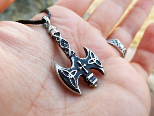 Labrys Pendant Axe Silver Double Axe Symbol Sterling 925 Triquetra Cross Gothic Handmade Ancient Greek Necklace Jewelry