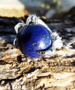 Lapis Lazuli Pendant Dragon Necklace Handmade Silver Gothic Dark Wicca Magic Jewelry