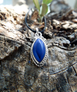 Lapis Lazuli Pendant Gemstone Silver Handmade Sterling 925 Stone Blue Jewelry Boho