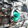 Malachite Pendant Green Gemstone Silver Necklace Handmade Ball Gothic Dark Jewelry