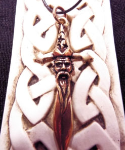 Merlin Sword Wizard Pendant Bronze Handmade Magic Necklace Sorcerer Prophet Fantasy Gothic Jewelry