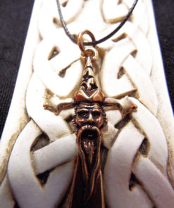 Merlin Sword Wizard Pendant Bronze Handmade Magic Necklace Sorcerer Prophet Fantasy Gothic Jewelry