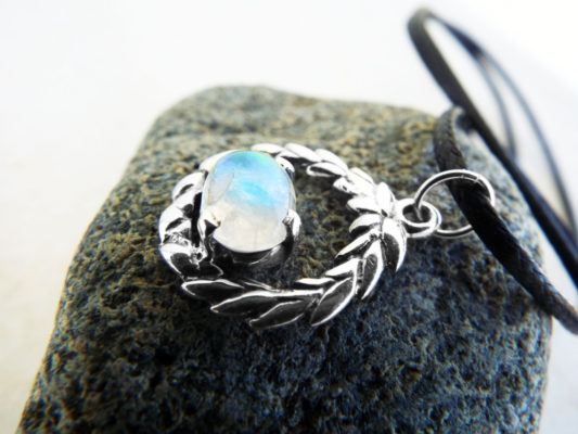 Moonstone Pendant Gemstone Silver Necklace Handmade Sterling 925 Bohemian Jewelry Protection
