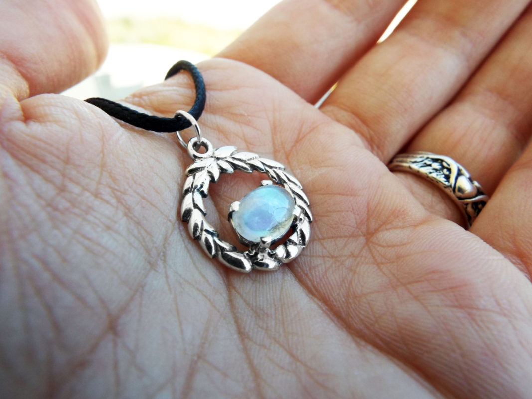 Moonstone Pendant Gemstone Silver Necklace Handmade Sterling 925 Bohemian Jewelry Protection