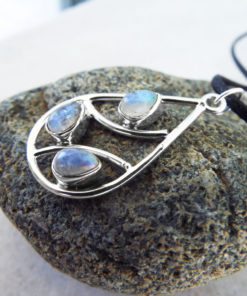 Moonstone Pendant Silver Handmade Necklace Sterling 925 Gemstone Stone Gothic Dark Antique Teardrop Tear Vintage Jewelry