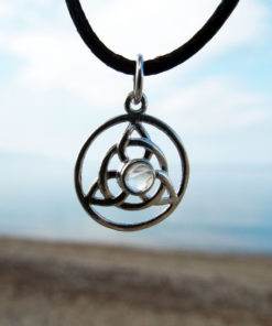 Moonstone Triquetra Pendant Silver Handmade Necklace Sterling 925 Gemstone Celtic Symbol Gothic Dark Jewelry