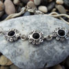 Onyx Bracelet Silver Cuff Dangle Chain Sterling 925 Handmade Black  Gemstone Zircon Gothic Dark Antique Vintage Jewelry