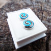 Opal Earrings Studs Silver Gemstone Handmade Sterling 925 Swirl Spiral Antique Vintage Jewelry