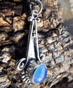 Opalite Pendant Silver Gemstone Necklace Handmade Jewelry Bohemian
