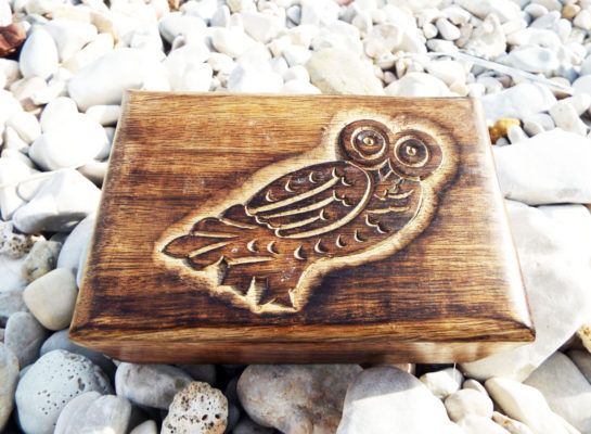Owl Box Wooden Handmade Trinket Bird Wisdom Protection Animal Symbol Carved Jewelry Mango Tree Chest Casket Wood Eco Friendly
