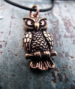 Owl Pendant Handmade Necklace Wisdom Celtic Bronze Bird Animal Symbol Wiccan Magic Jewelry