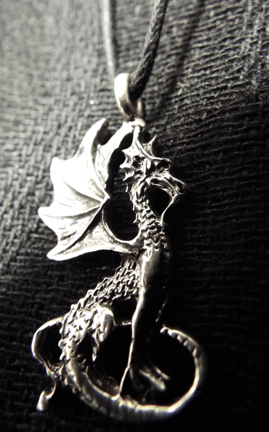 Pendant Dragon Silver Sterling 925 Handmade Gothic Dark Necklace Jewelry 1
