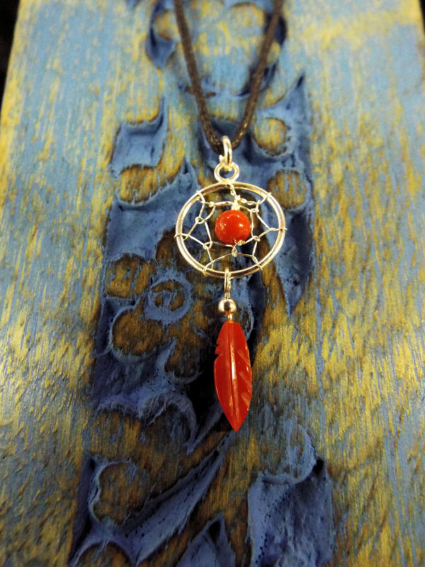 Pendant Dreamcatcher Sterling Silver Handmade Necklace 925 Red Coral Gemstone Indian Native American 1